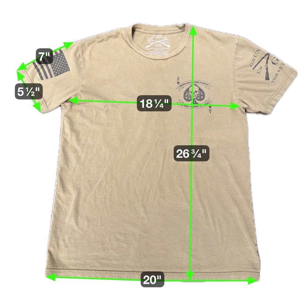 Grunt Style Mens Ace Skull Dragon Medical‎ T Shirt Khaki Size Medium - Picture 3 of 7